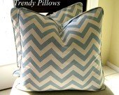 Soft Chambray Blue and Natural Chevron Pillow Cover to fit a 20x20 Pillow Insert