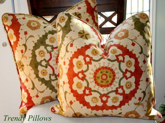 Richloom Cornwell Suzani Linen Pillow Cover to fit a 20x20 Pillow Insert