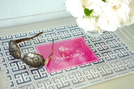 PRETTY SMITTEN Home & Accessories - Personalized Lucite Tray, 11x17