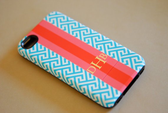 PRETTY SMITTEN Home & Accessories - Personalized iPhone Case, Rugby Stripe