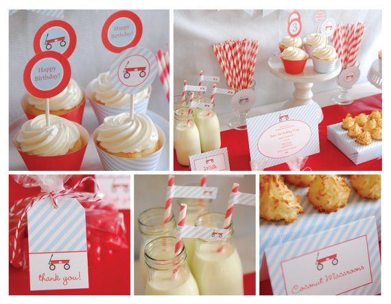 Printable Full Collection - Red Wagon Party Package -  by Pretty Smitten