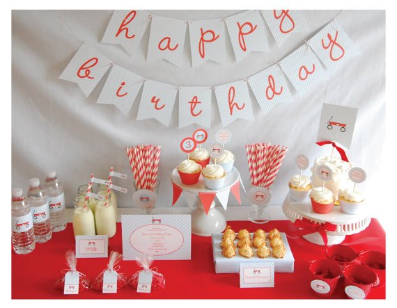 Printable Full Collection - Red Wagon Party Package -  by Pretty Smitten