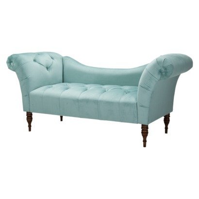 Button-Tufted Chaise Settee - Peacock.Opens in a new window
