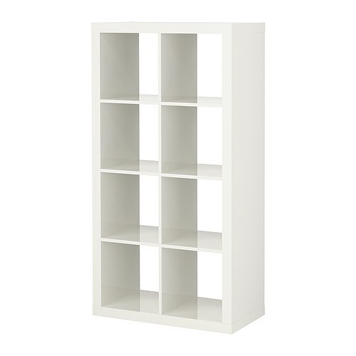 EXPEDIT Shelving unit IKEA The high gloss surfaces reflect light and give a vibrant look. Finished on all sides.  Can also be used as a room divider.