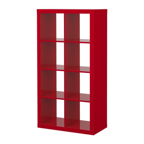 EXPEDIT Shelving unit IKEA The high gloss surfaces reflect light and give a vibrant look. Finished on all sides.  Can also be used as a room divider.