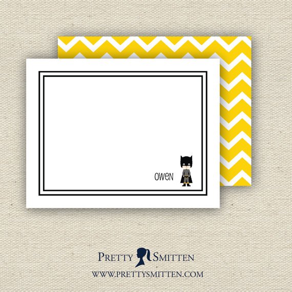 Personalized Flat Note Cards - SUPERHERO Collection