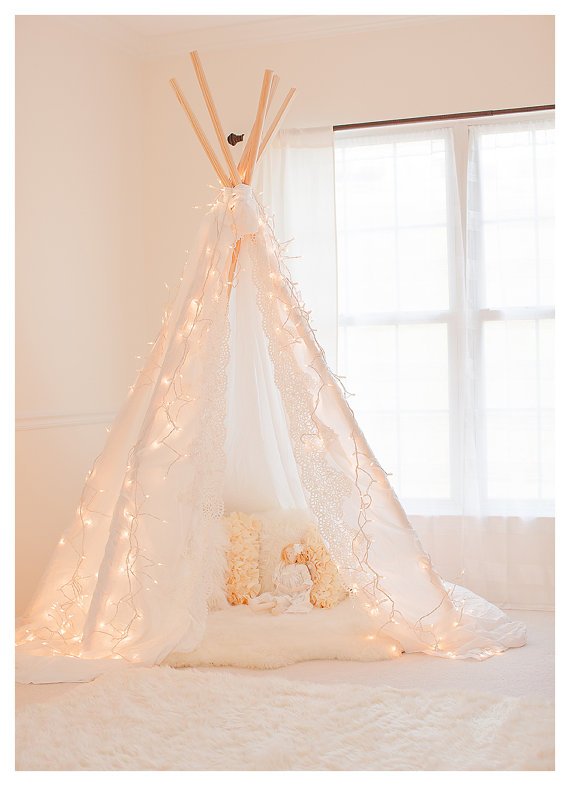 Gorgeous Lace Edge Photography Teepee Tent - Photo Prop - Play Tent - Intro Sale - Shabby Chic