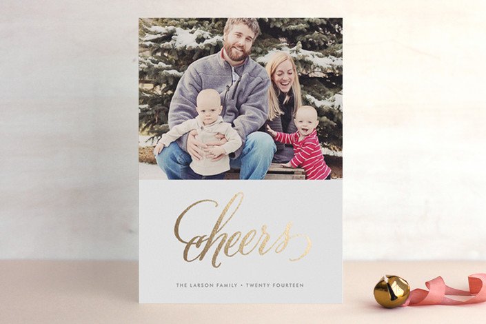 Cheers New Year's Foil-Pressed Holiday Cards