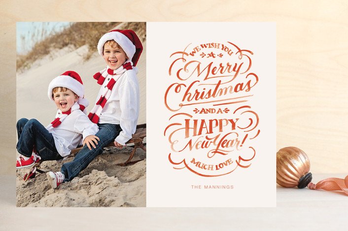 Hand-Lettered Wishes Holiday Photo Cards