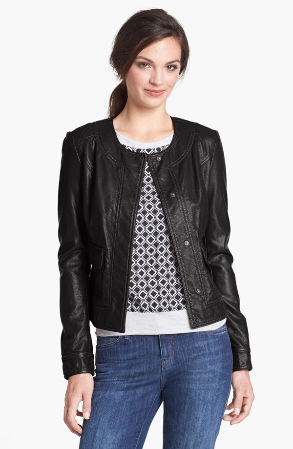 KUT from the Kloth Faux Leather Snap Front Jacket