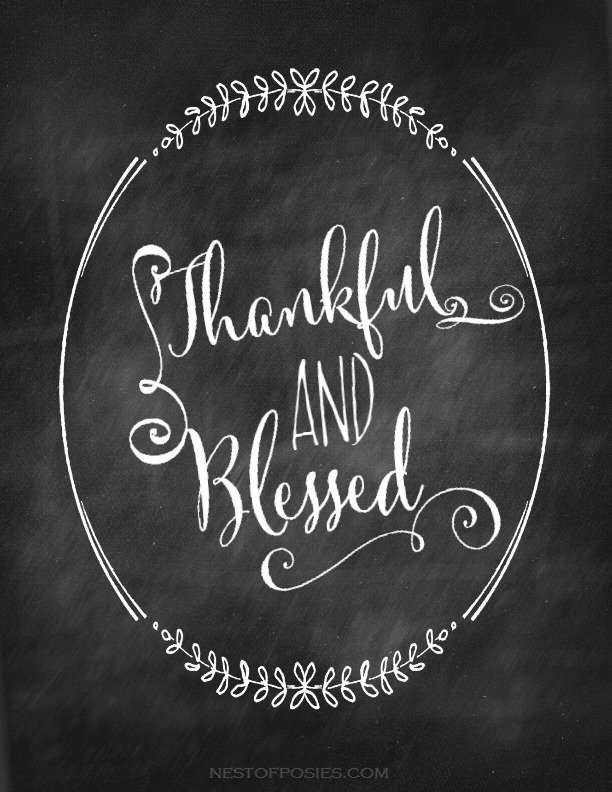 thankful and blessed chalkboard printable