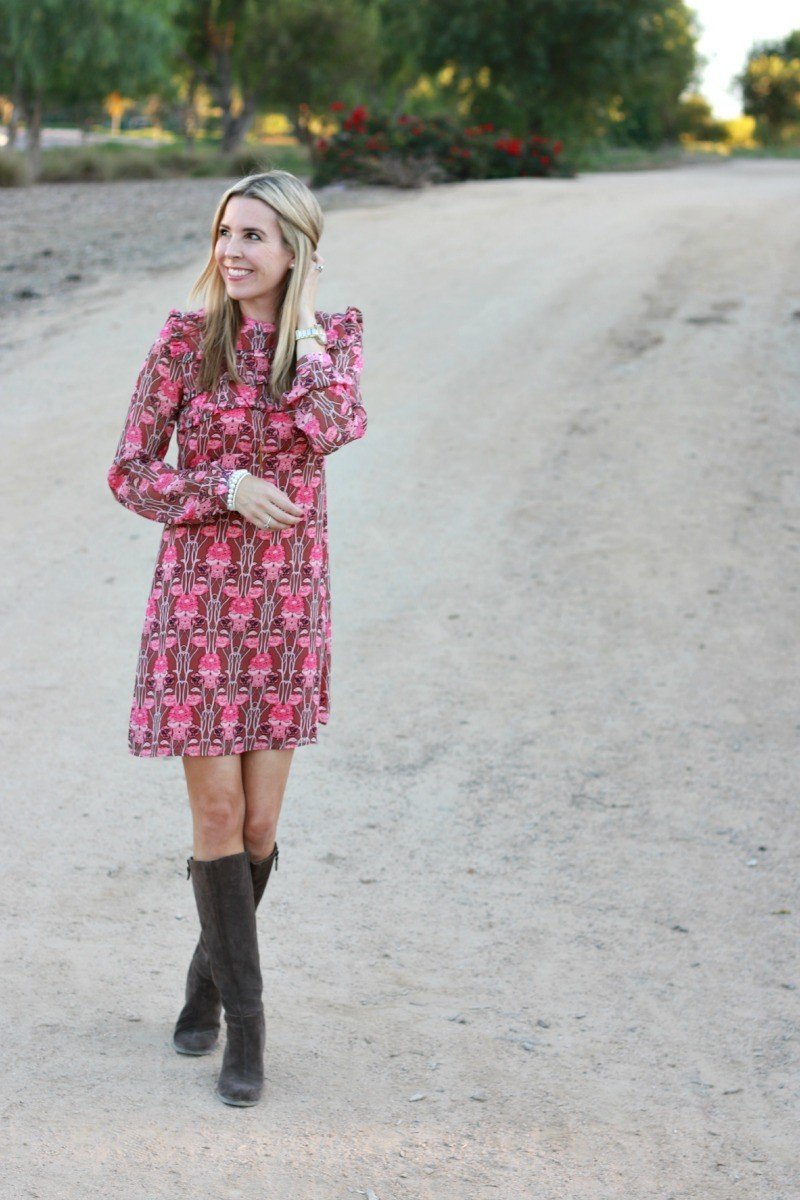 pink dress and boots