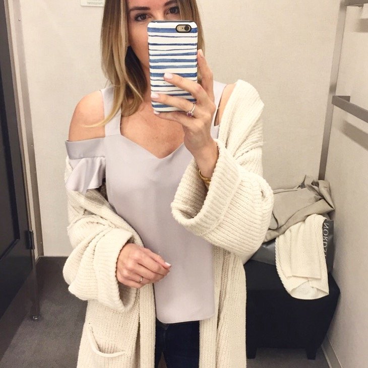 cardigan and tank saturday shopping