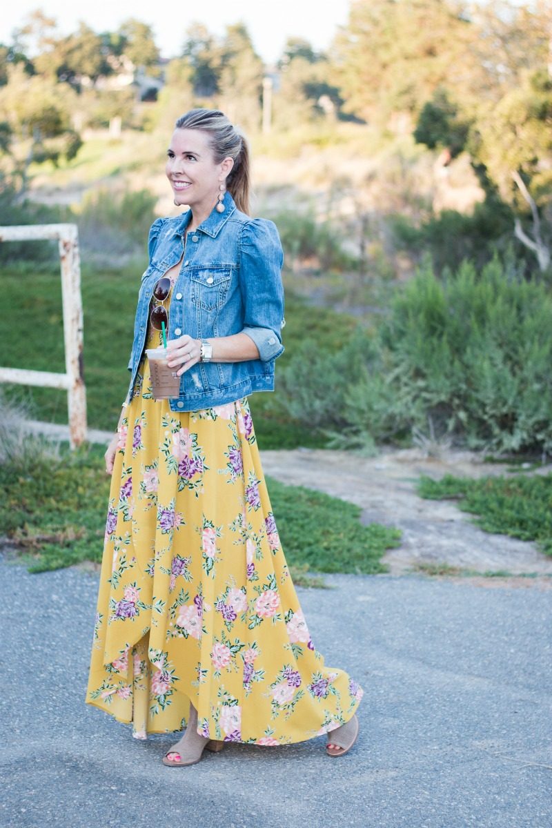 denim jacket floral dress