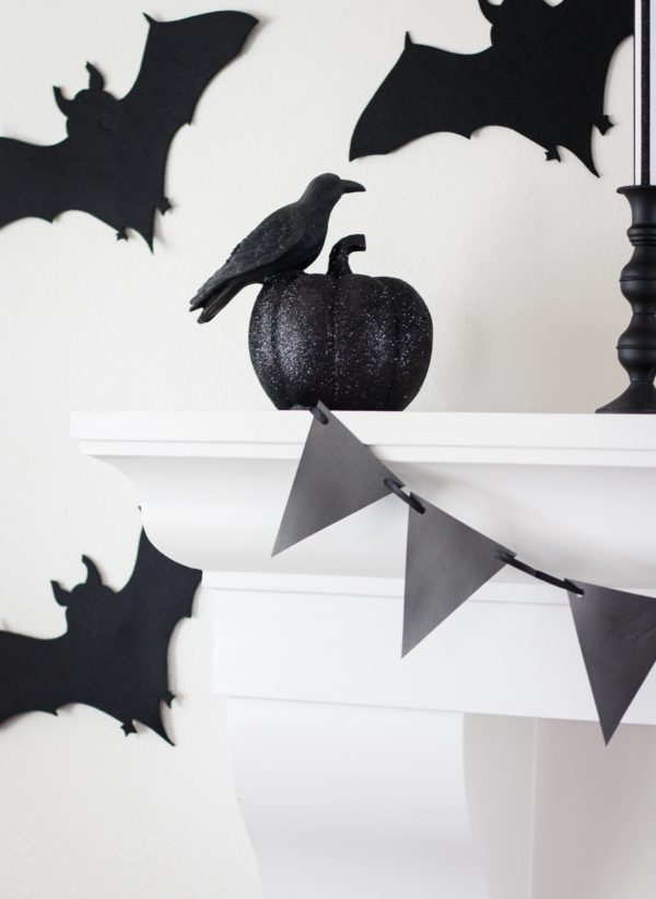 Black & White Halloween Mantel - A Thoughtful Place