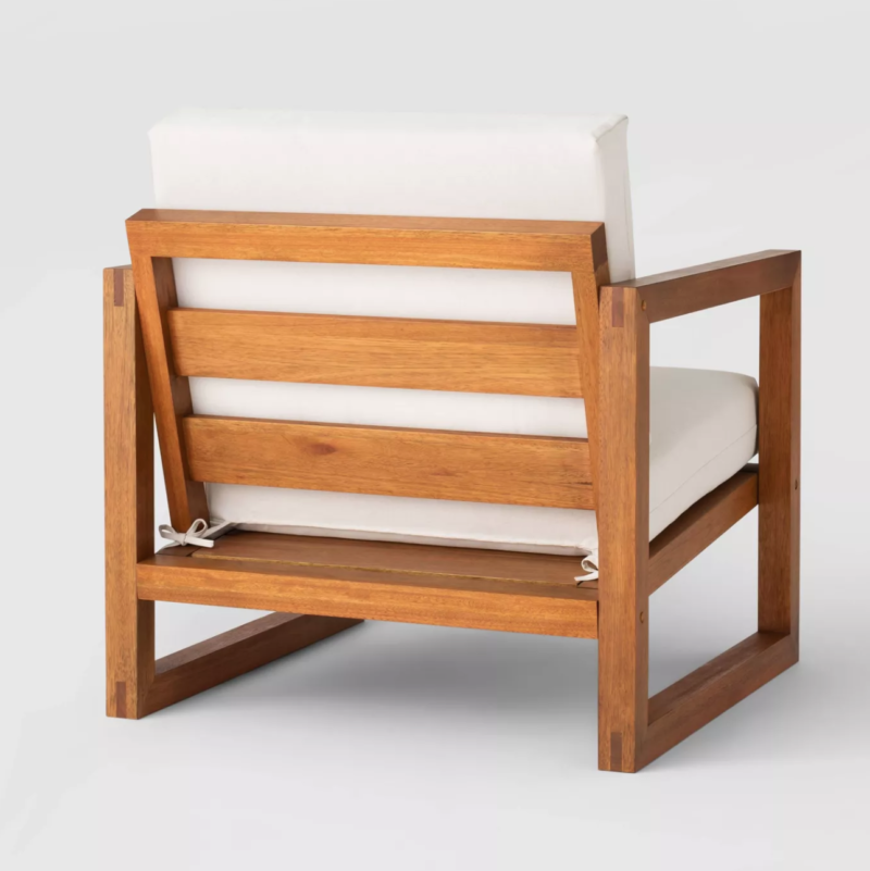 slatted outdoor chair