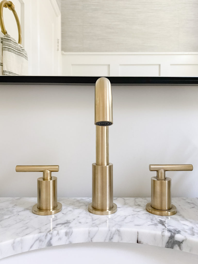 Our Powder Room Is Complete A Thoughtful Place   Details Gold Faucet 2 768x1024 