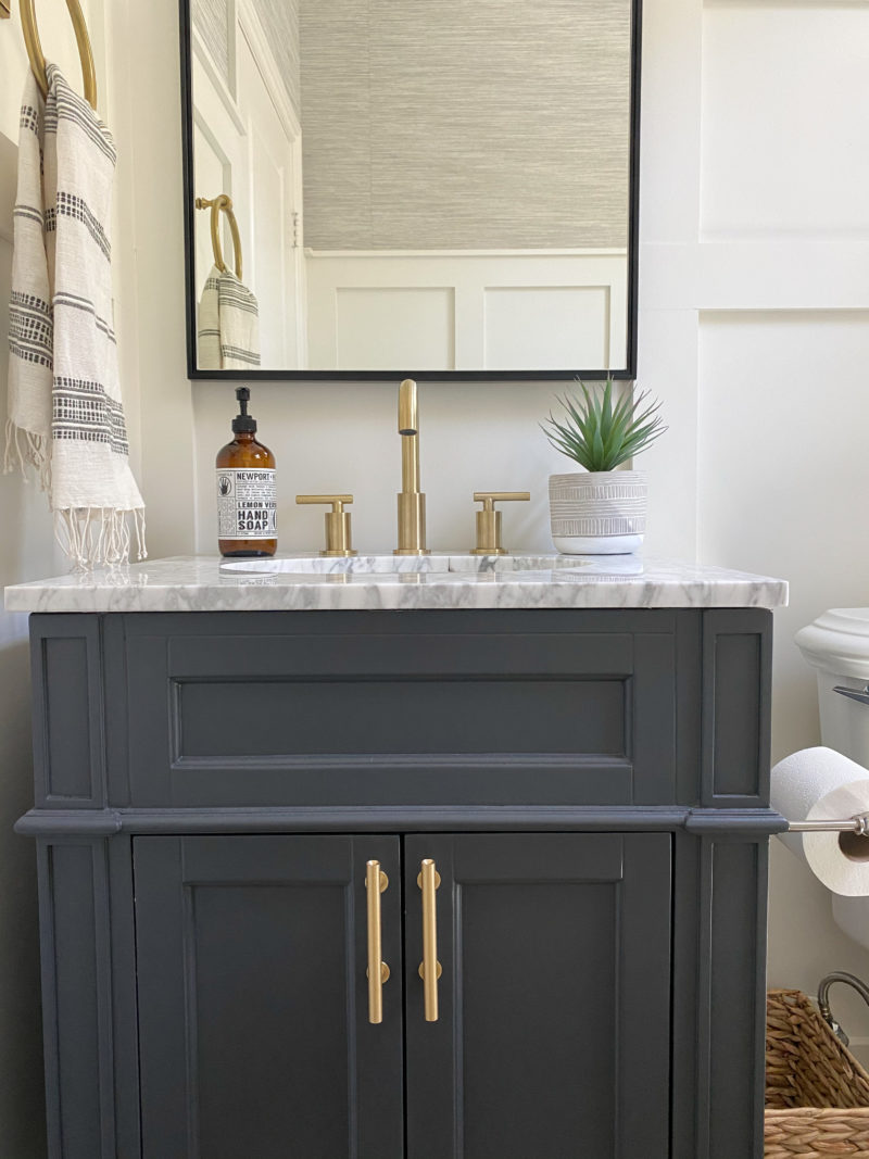 powder room marble vanity