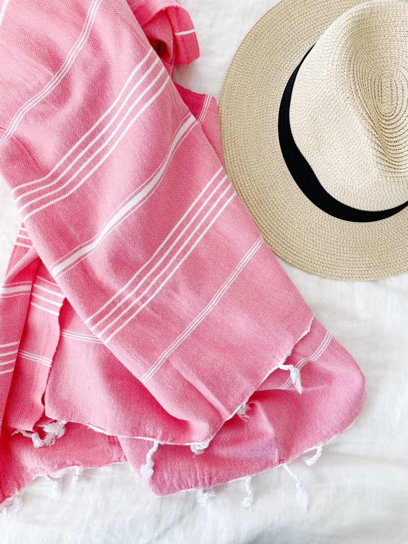 turkish beach towel and hat