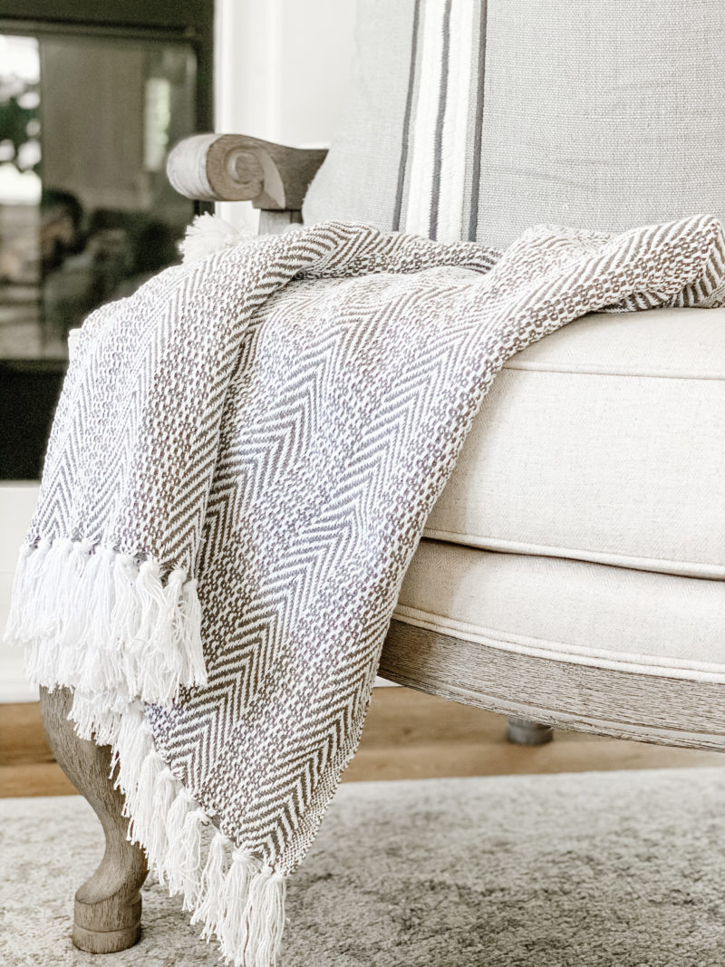 amazon gray and white throw