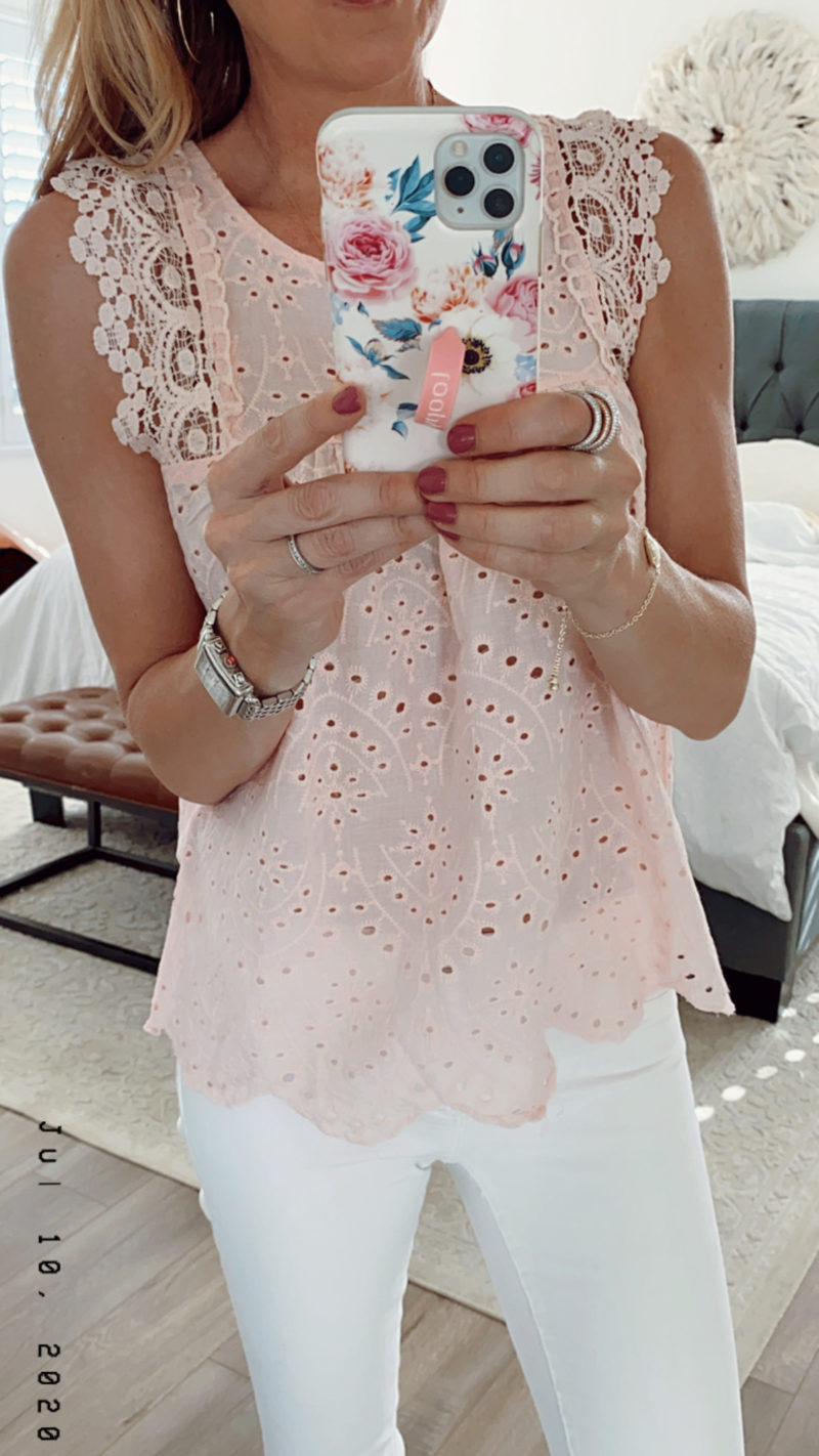 pink lace top saturday shopping