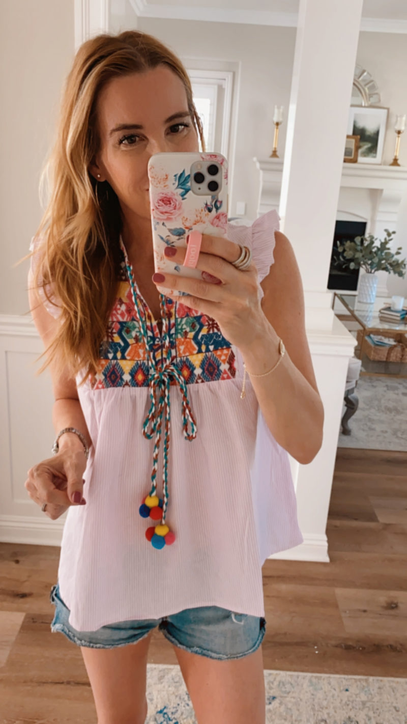 pink embroidered top