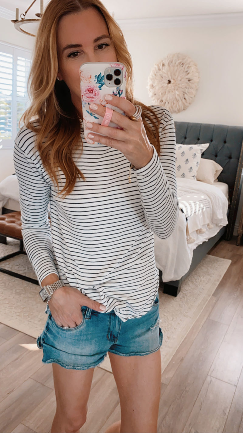 saturday shopping striped pullover