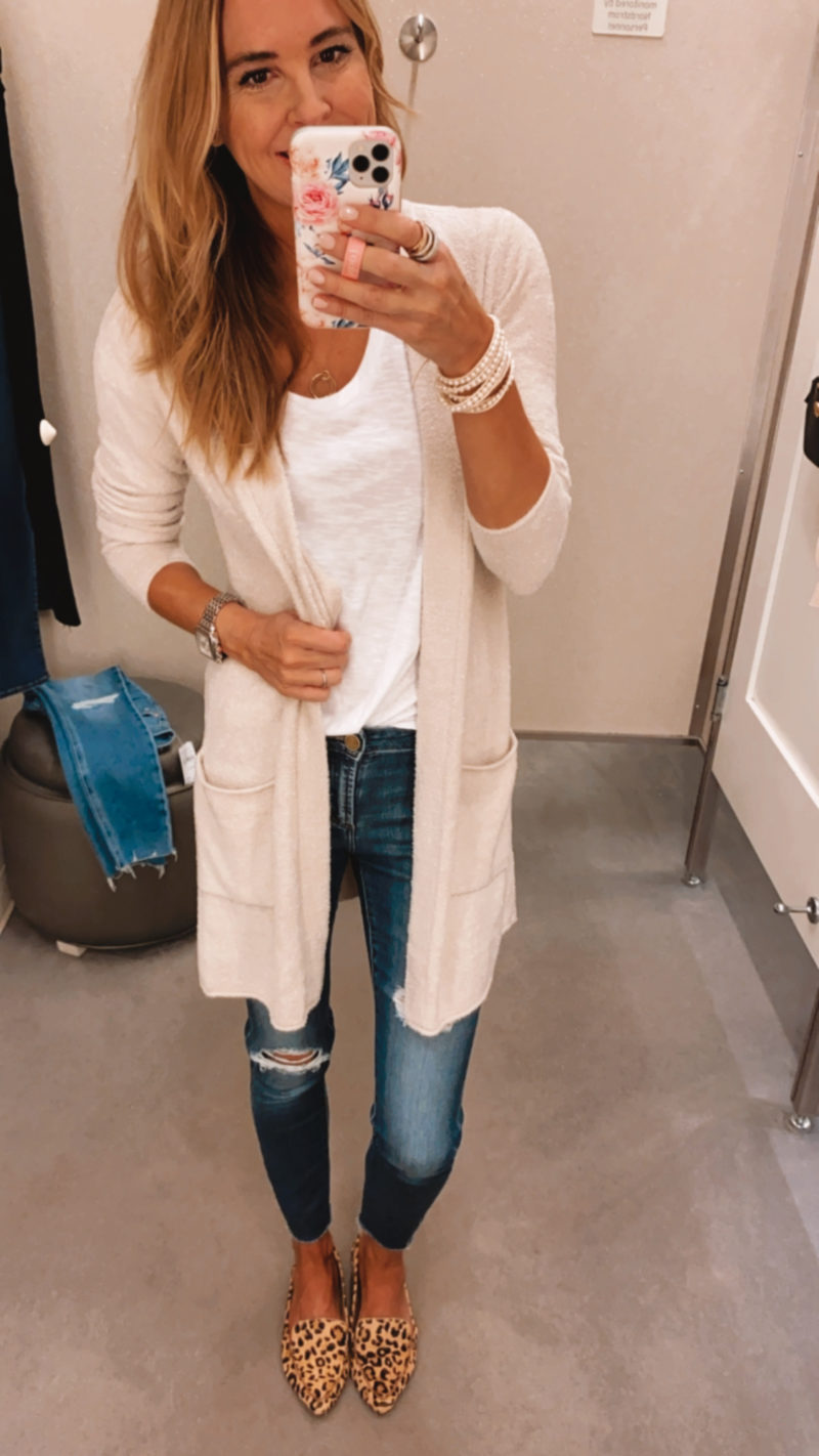 Nordstrom Anniversary Sale Styled Outfit: Beige Cardigan with Lace