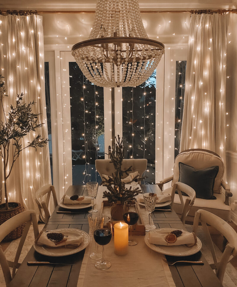 string lights in dining room