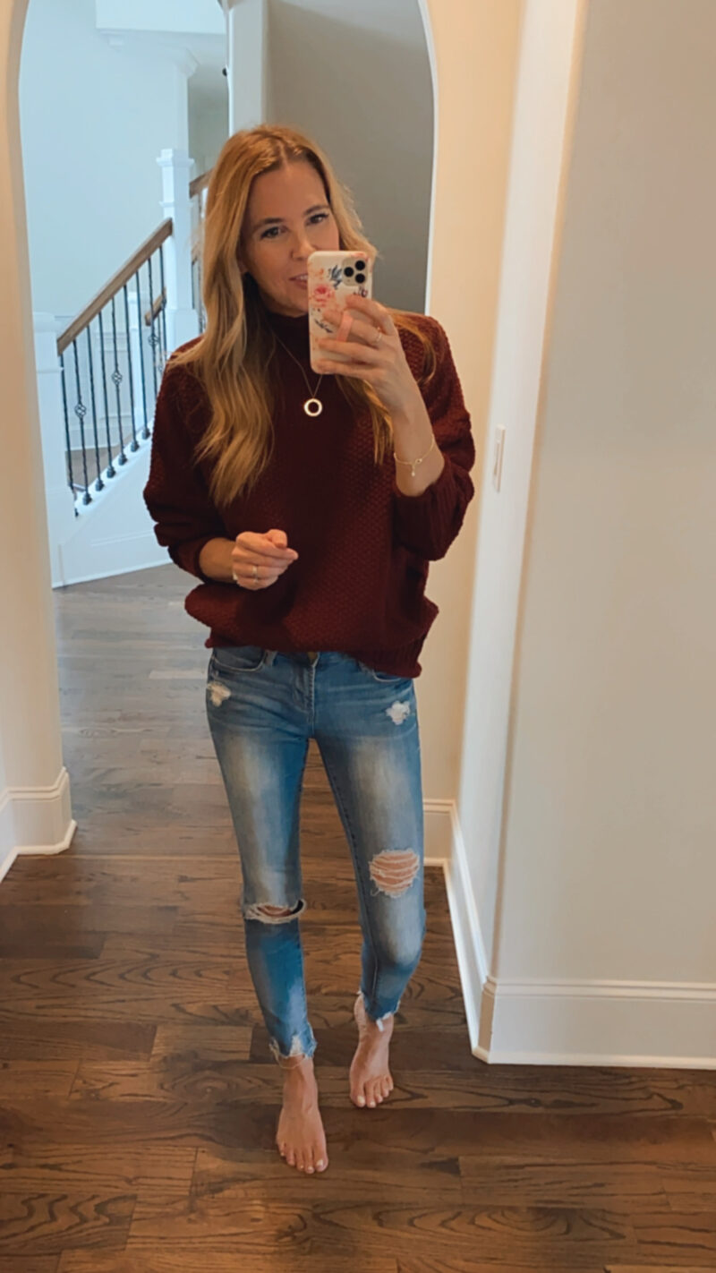 cranberry sweater