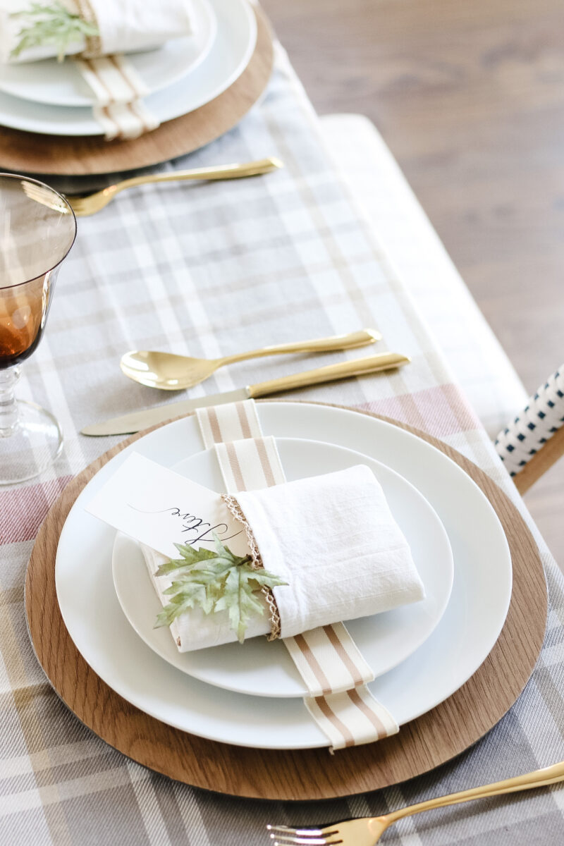 plaid and striped table