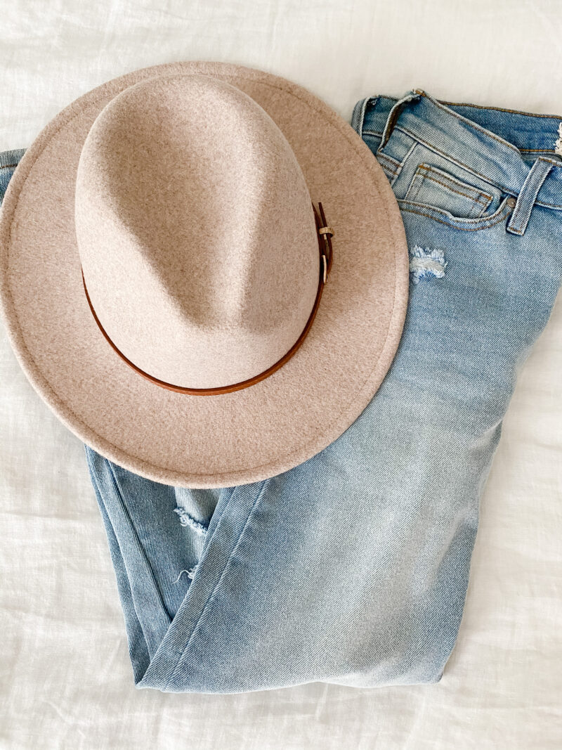 denim and hat