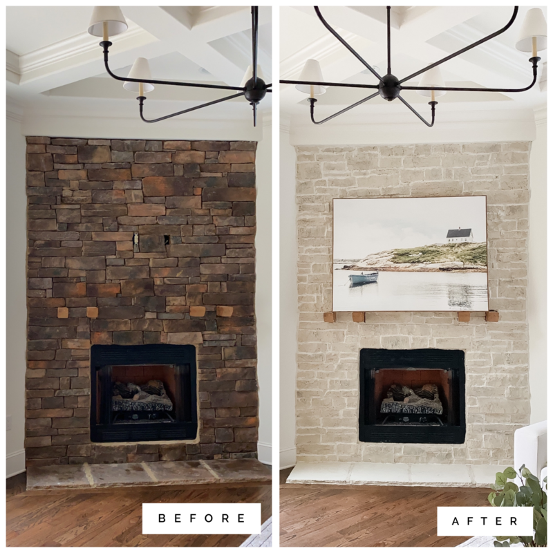 how to paint a stone fireplace