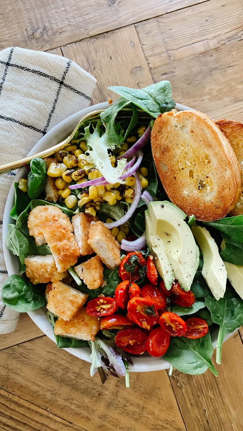 roasted tomato and chicken tender salad