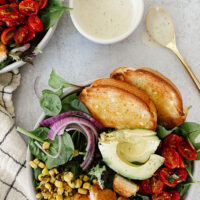 roasted tomato and chicken tender salad