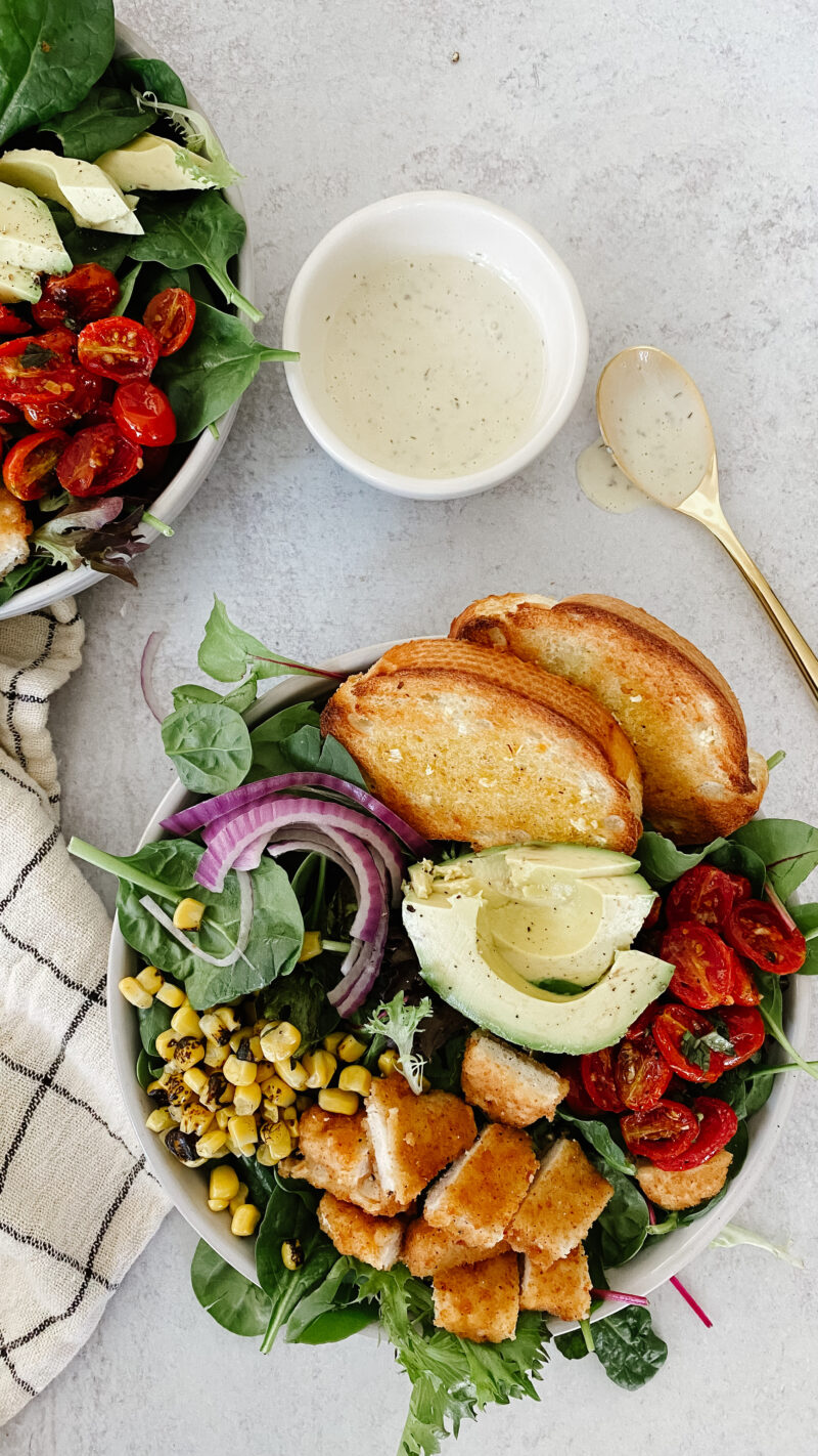 roasted tomato and chicken tender salad