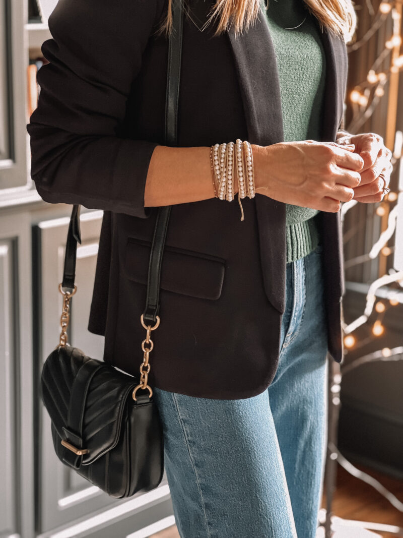 black purse and blazer