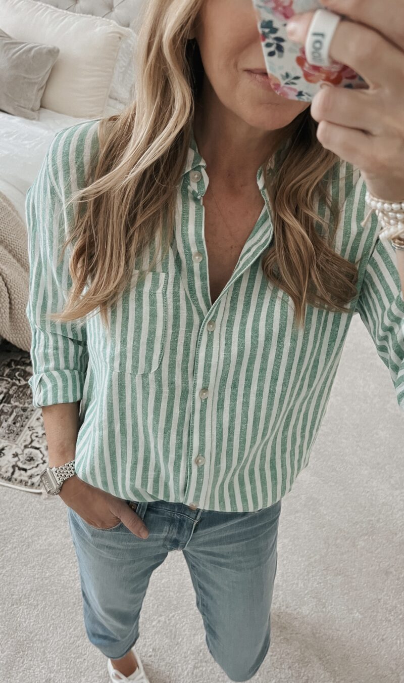 green button down