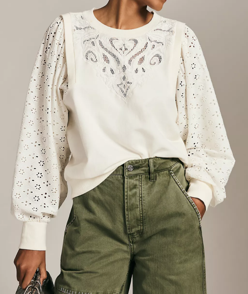 ivory lace sweatshirt