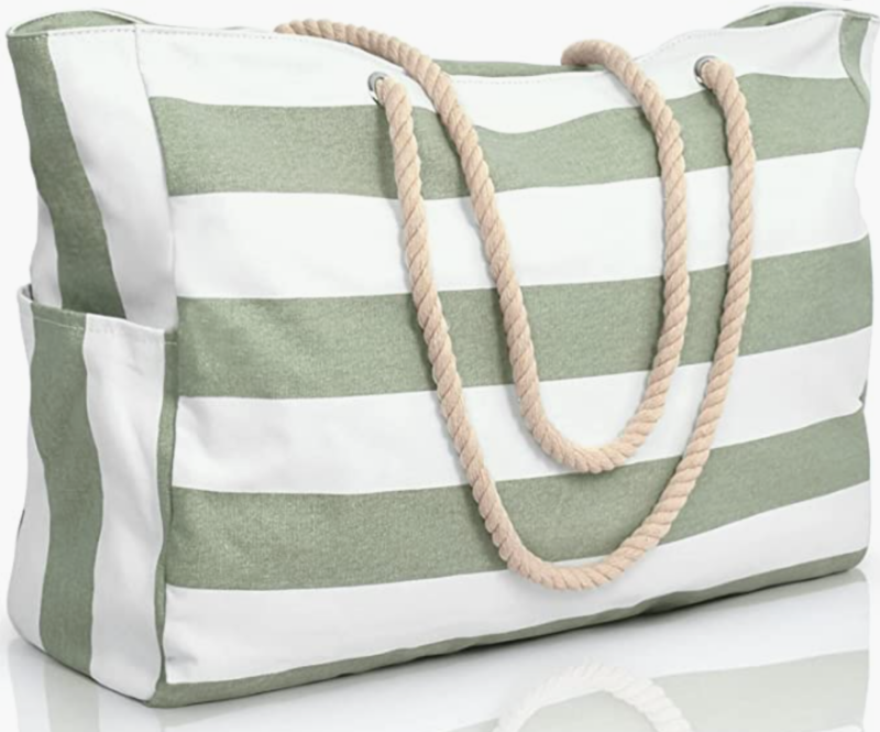 striped beach bag