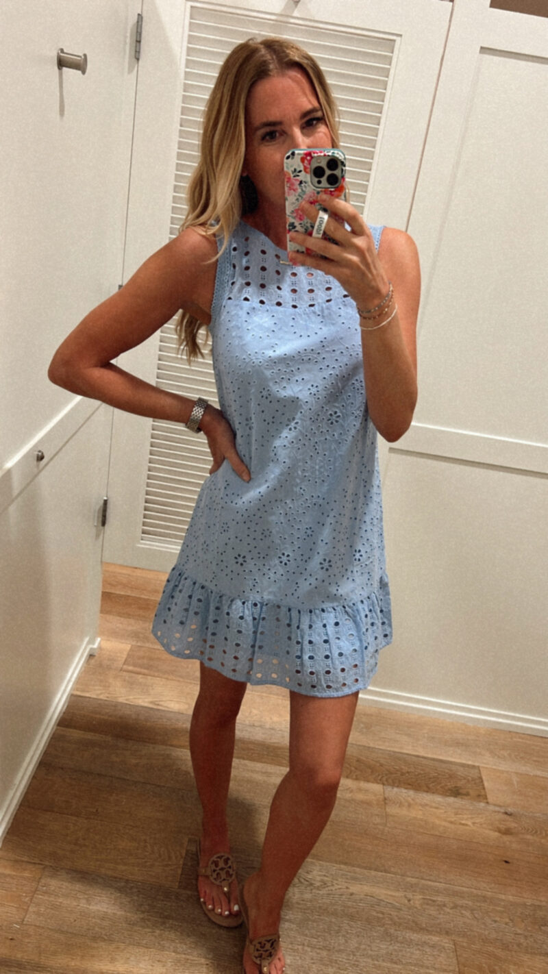 blue eyelet dress