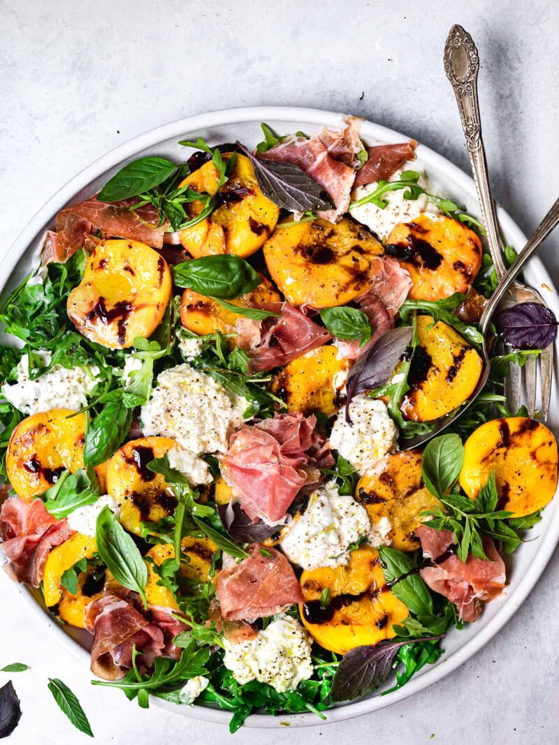 peach and burrata salad