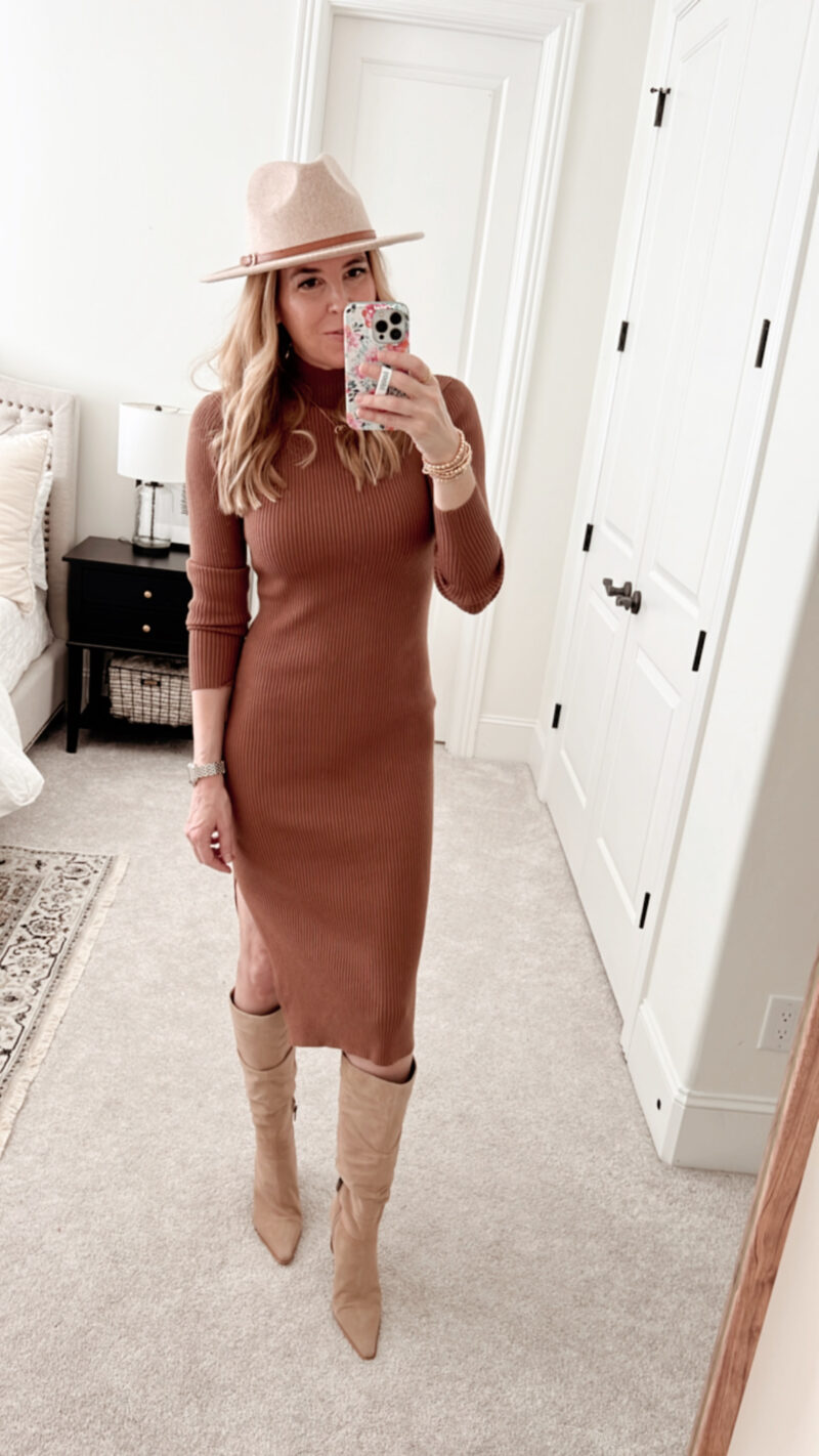 Chocolate brown 2024 sweater dress