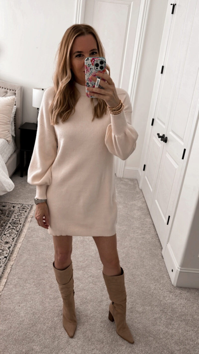 Cream colored sweater dress sale